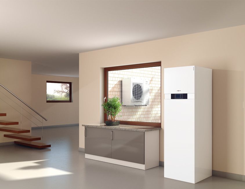 Eine im Haus verbaute Wärmepumpe